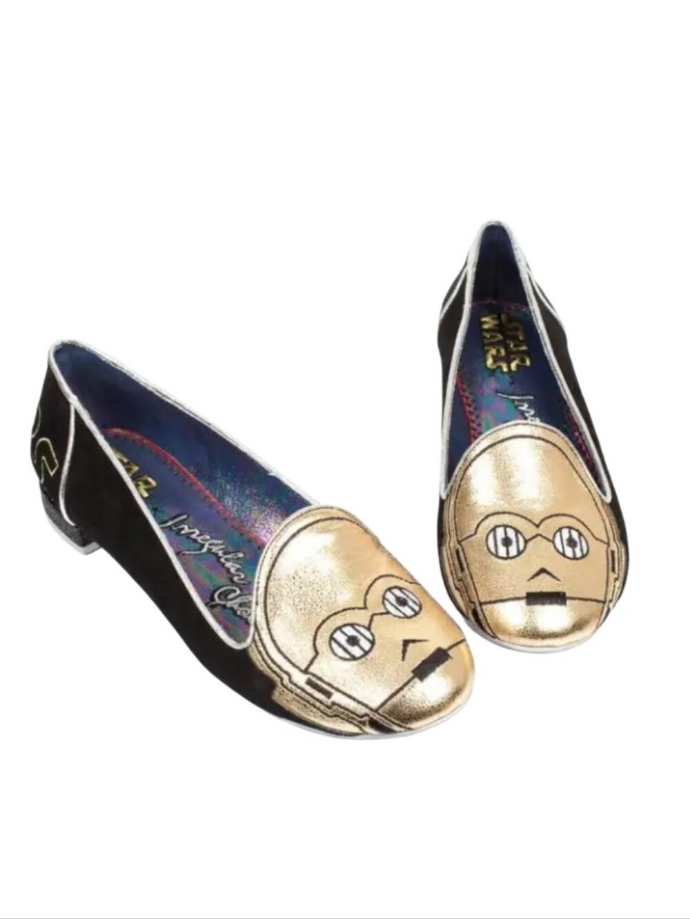 Star Wars C-3PO Metallic Gold and Black Flats - Licensed Women's Slip-Ons
